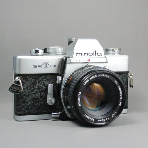 Minolta SRT 101 Film Camera and Minolta MC Rokkor-PF 50mm 1.7 Lens