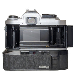 Nikon FG Film camera w/ Nikkor Series E 50mm f1.8 Lens and MD-14 Motor drive 