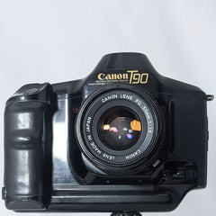Canon T90 35mm Film Camera Black w/ new FD 50mm f1.8 lens - Very Good