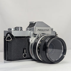 Nikkormat FT2 35 mm SLR Film Camera (Chrome) w/ Nikkor 50 mm f/2 Lens